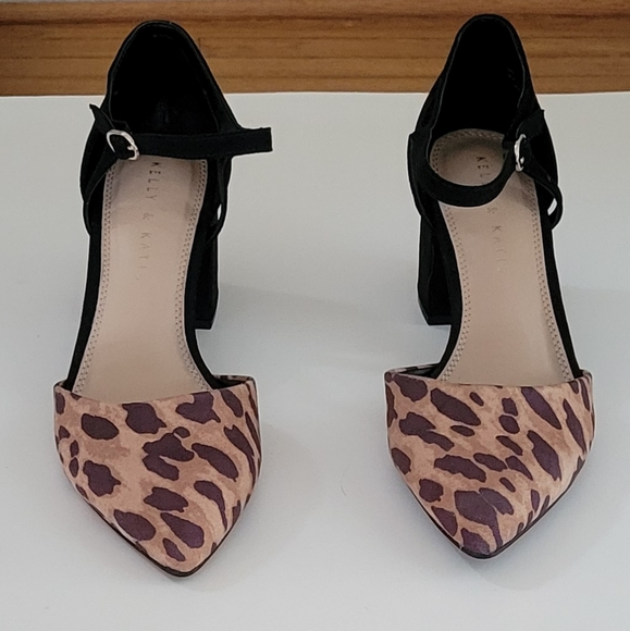 KELLY & KATIE Leopard Print Chunkie Heel Shoes 9.5 - Picture 7 of 9